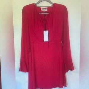 Wayf Red Long Sleeve Dress